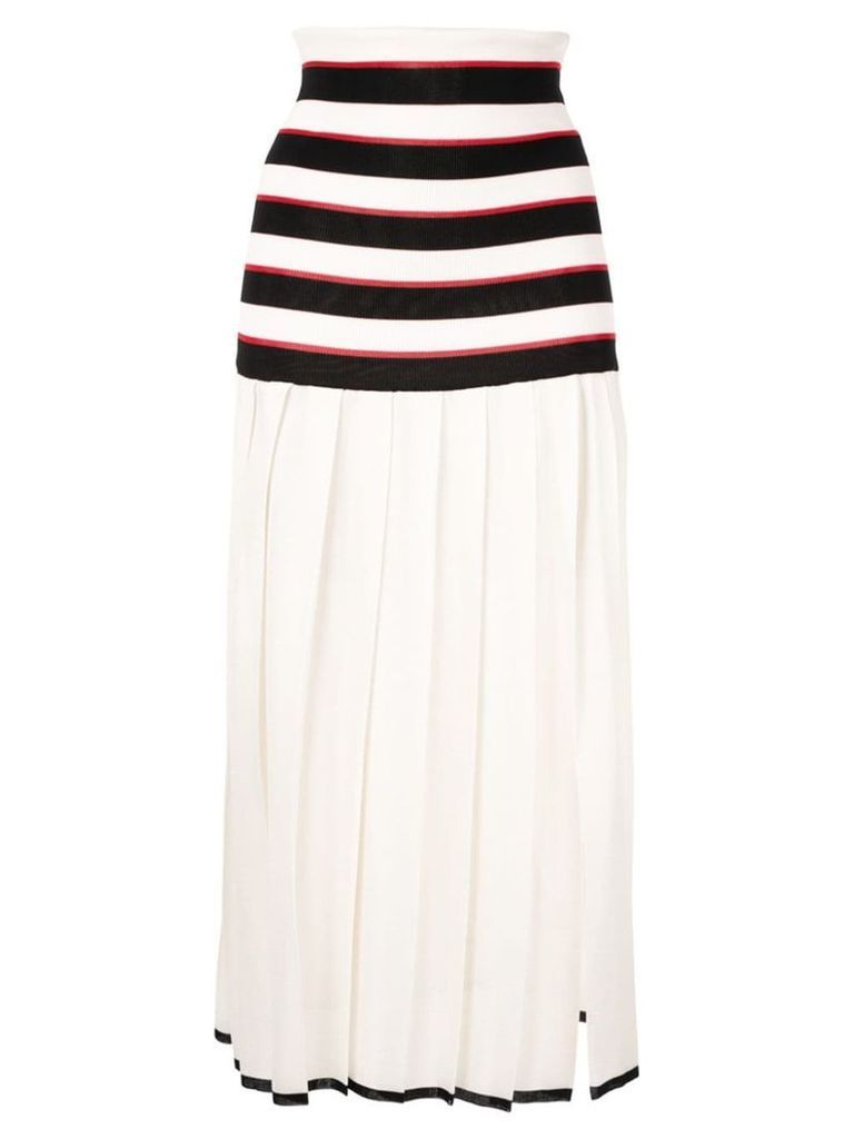 Sonia Rykiel pleated striped skirt - White