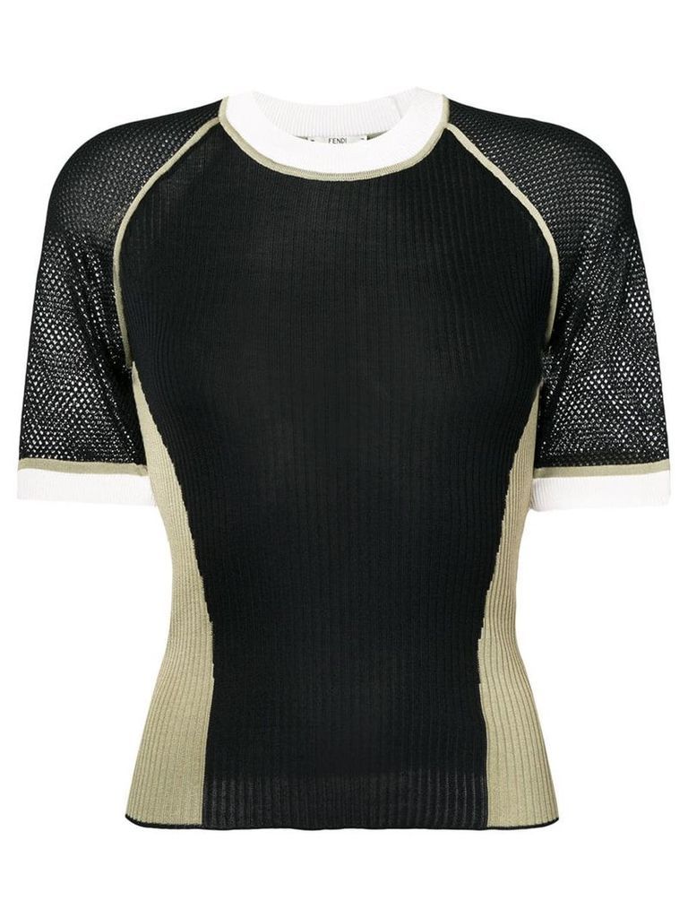 Fendi short sleeve silk jumper - Black