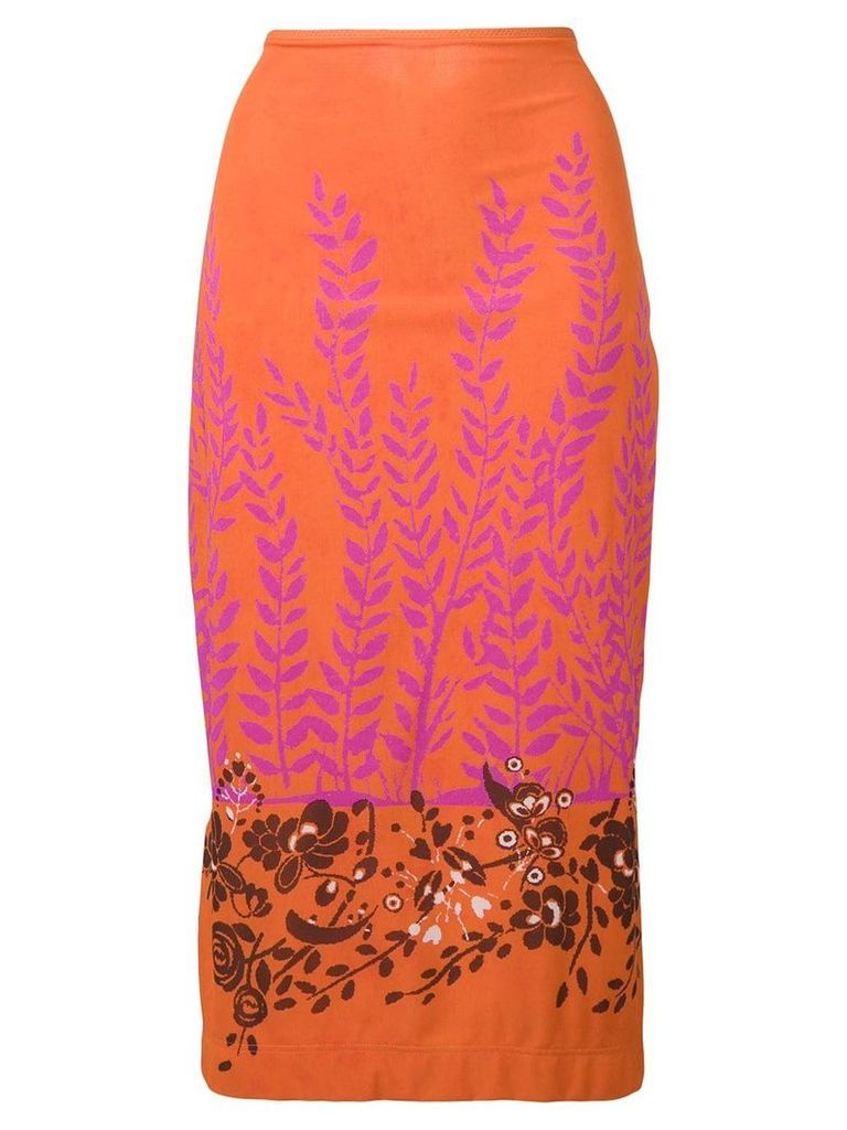 Fendi printed pencil skirt - Orange