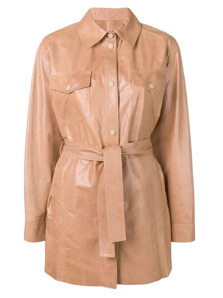 Drome classic leather coat - NEUTRALS