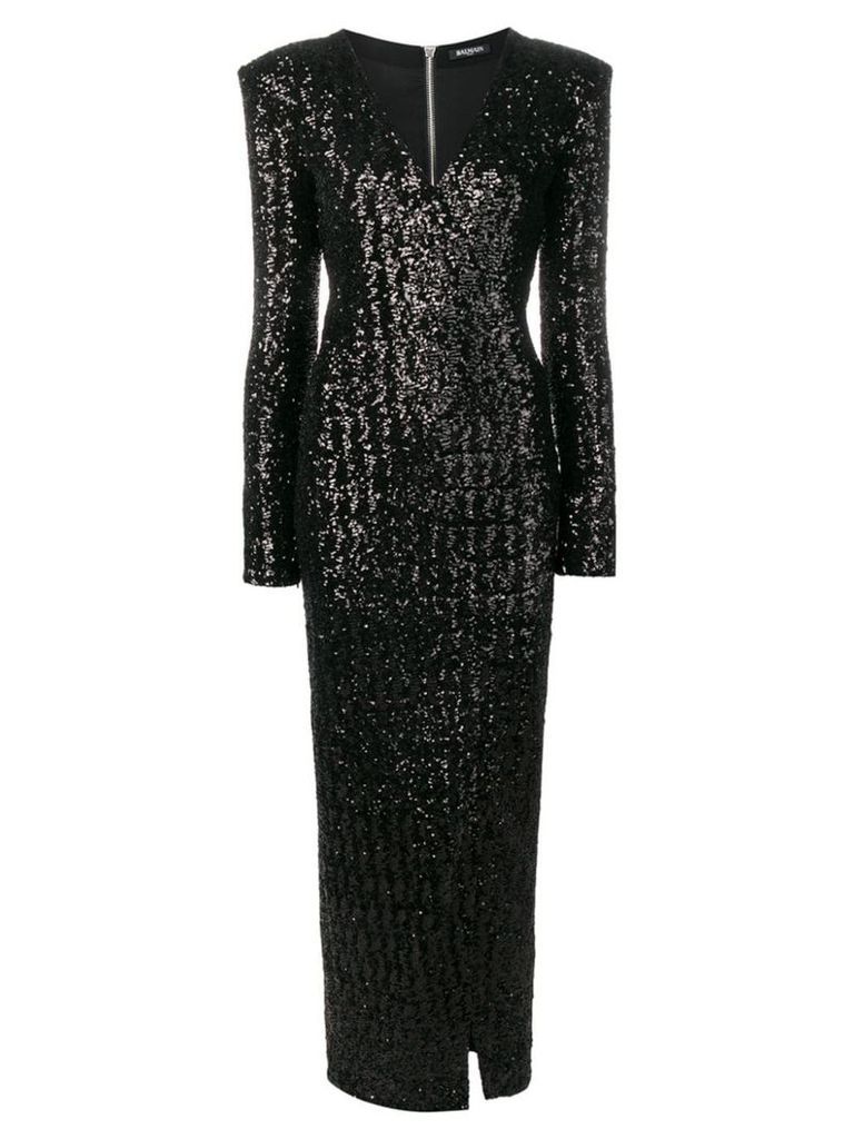 Balmain sequin wrap maxi dress - Black