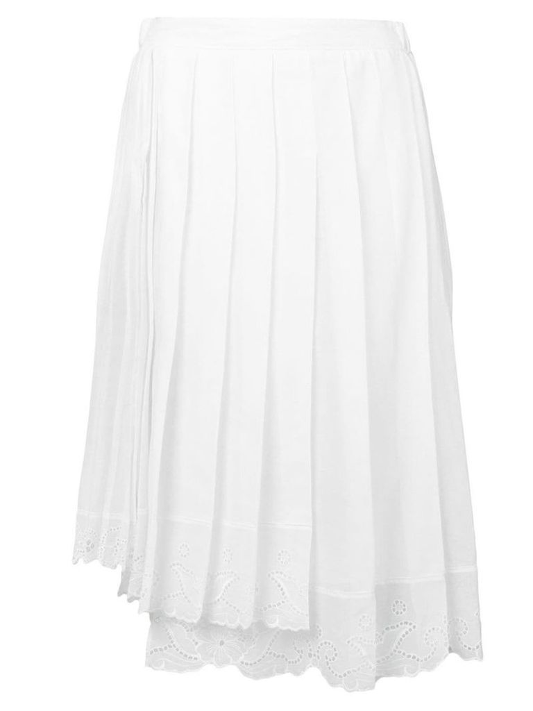 Nº21 lace trim pleated skirt - White