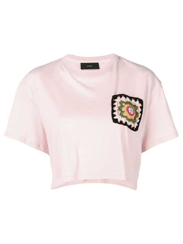 Alanui crochet logo cropped top - Pink