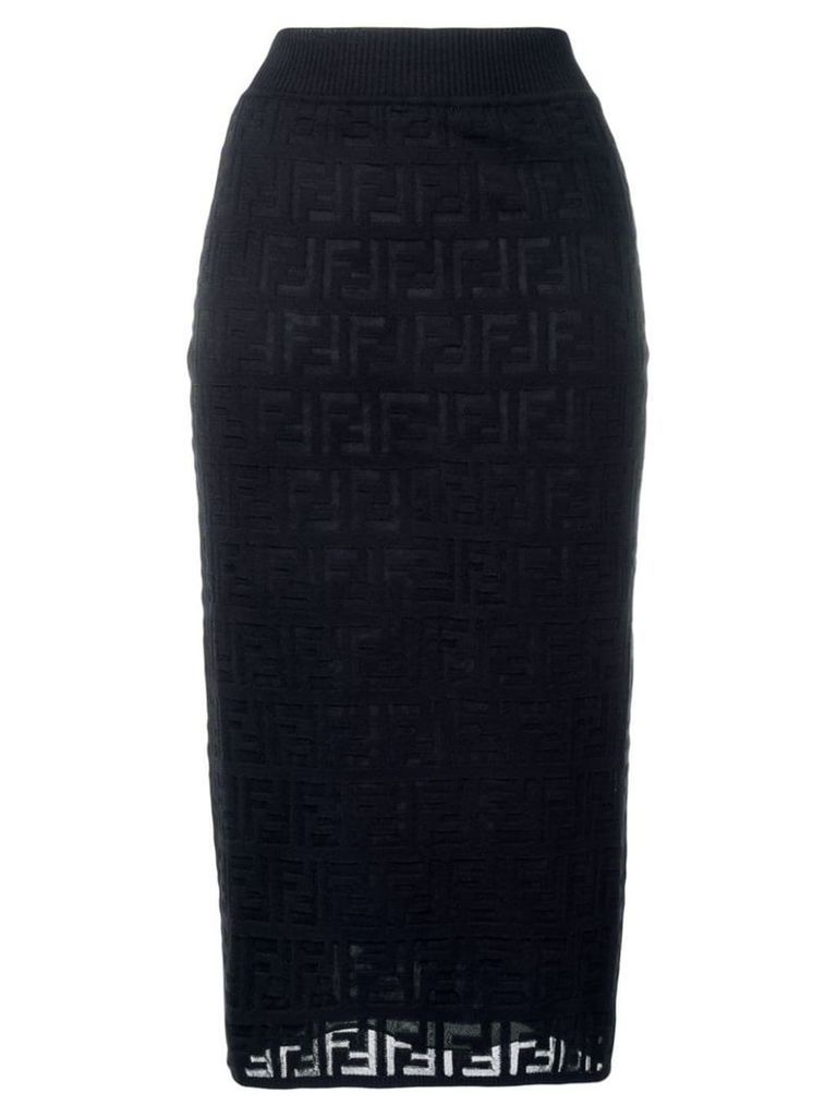 Fendi FF motif knitted skirt - Blue