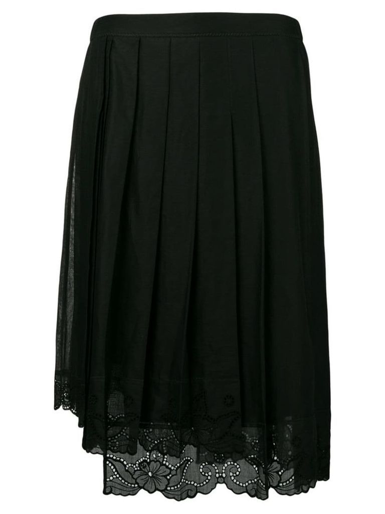 Nº21 lace trim pleated skirt - Black