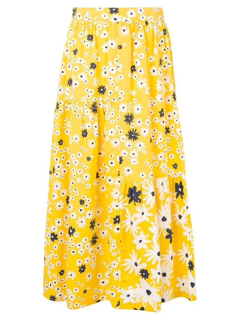 Chinti & Parker floral ruffle midi skirt - Yellow