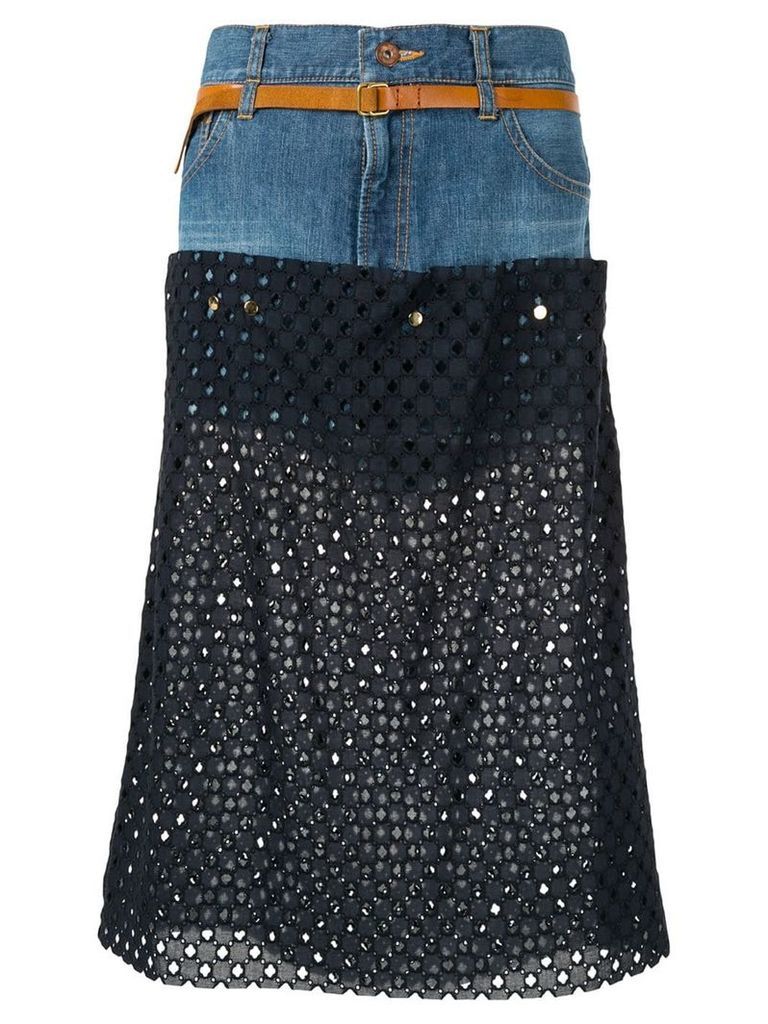 Kolor perforated jean skirt - Blue