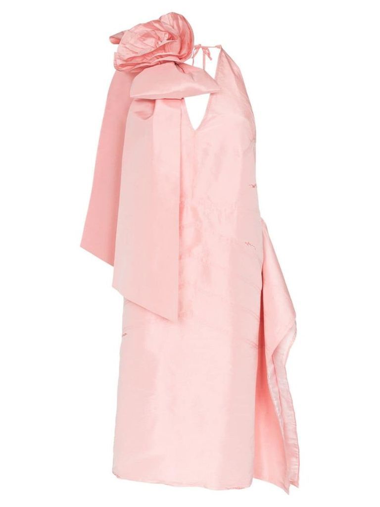 Miu Miu Rosette appliqué silk-taffeta dress - PINK