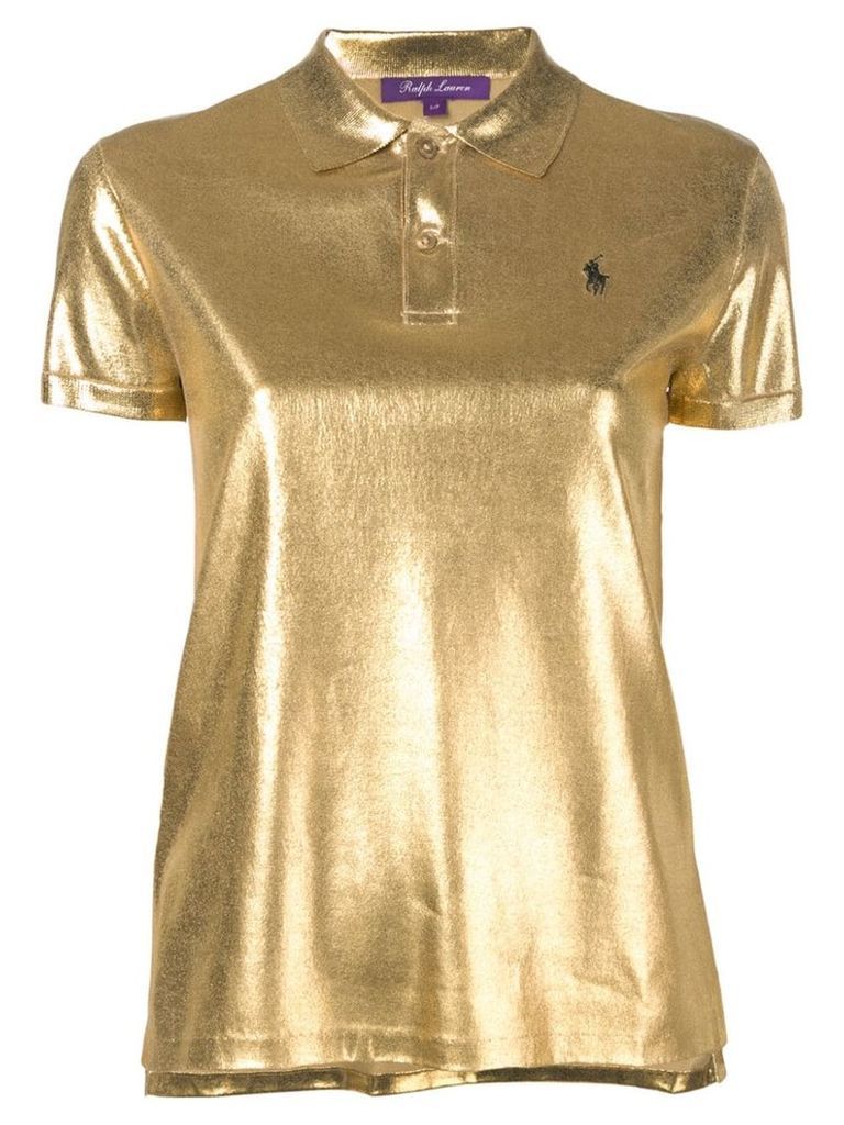 Ralph Lauren Collection silk lamé polo top - GOLD
