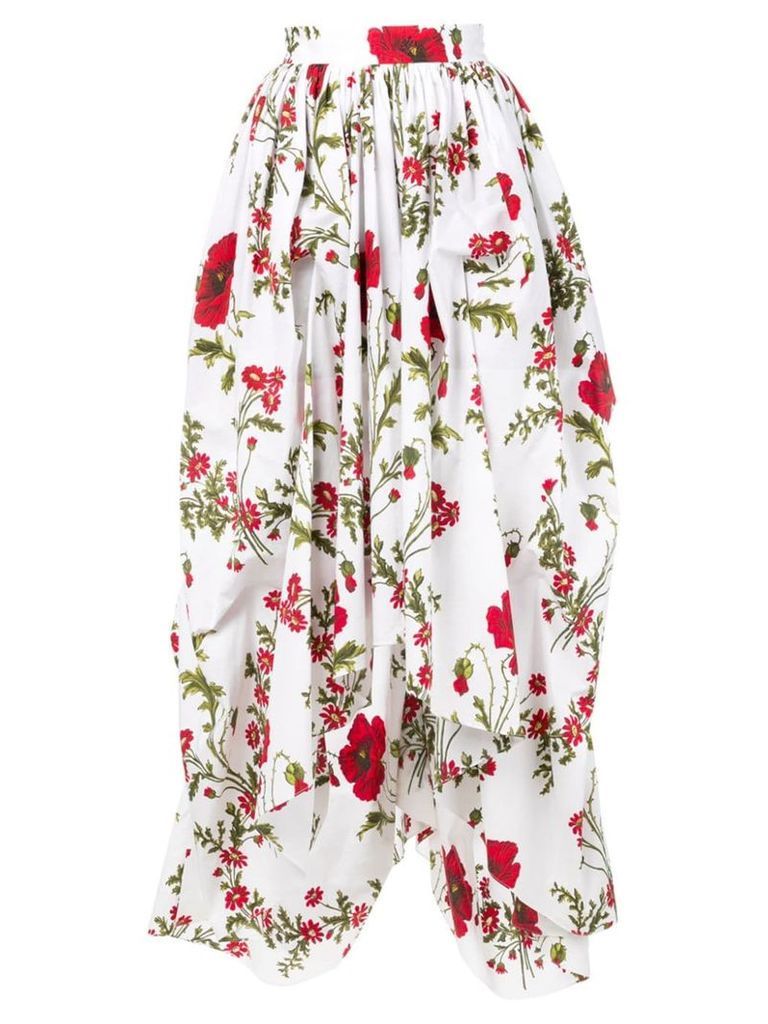 Alexander McQueen floral asymmetric skirt - White