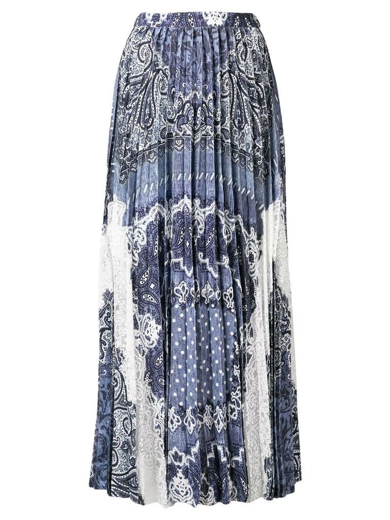 Ermanno Scervino pleated lace panel maxi skirt - Blue