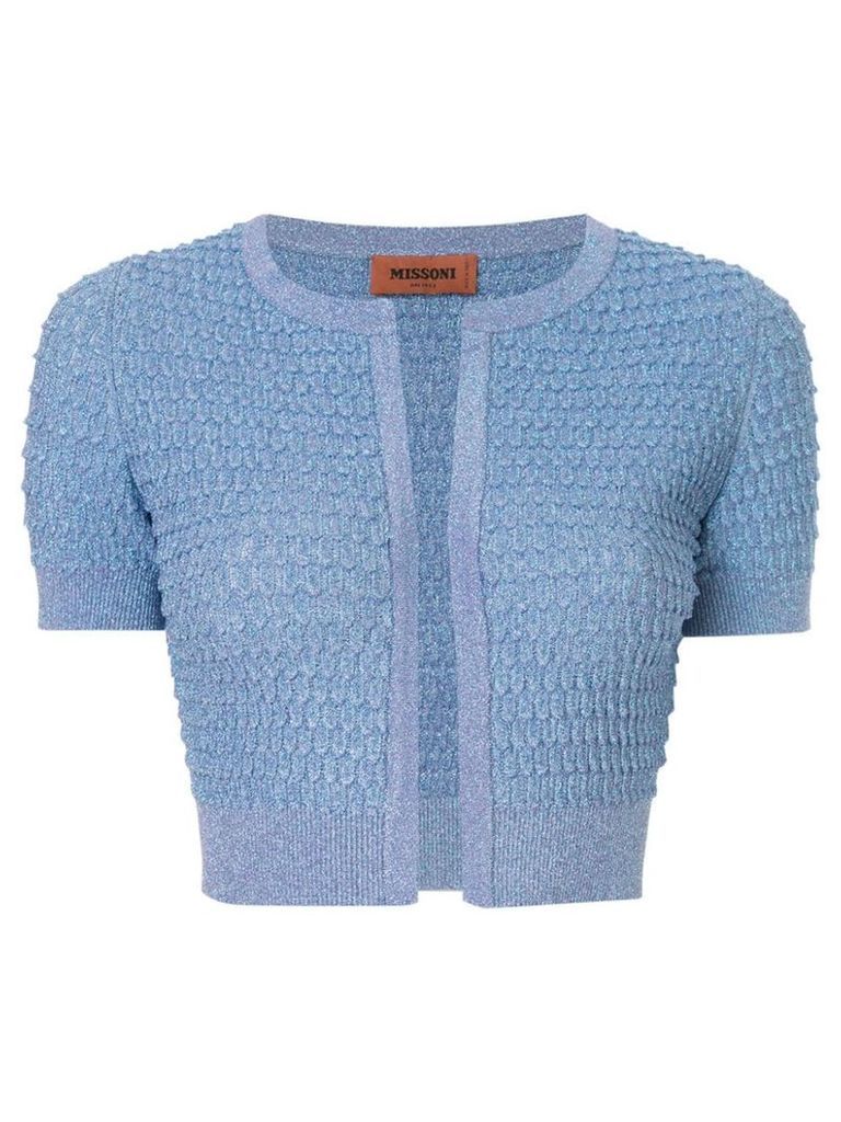 Missoni cropped textured knit cardigan - Blue