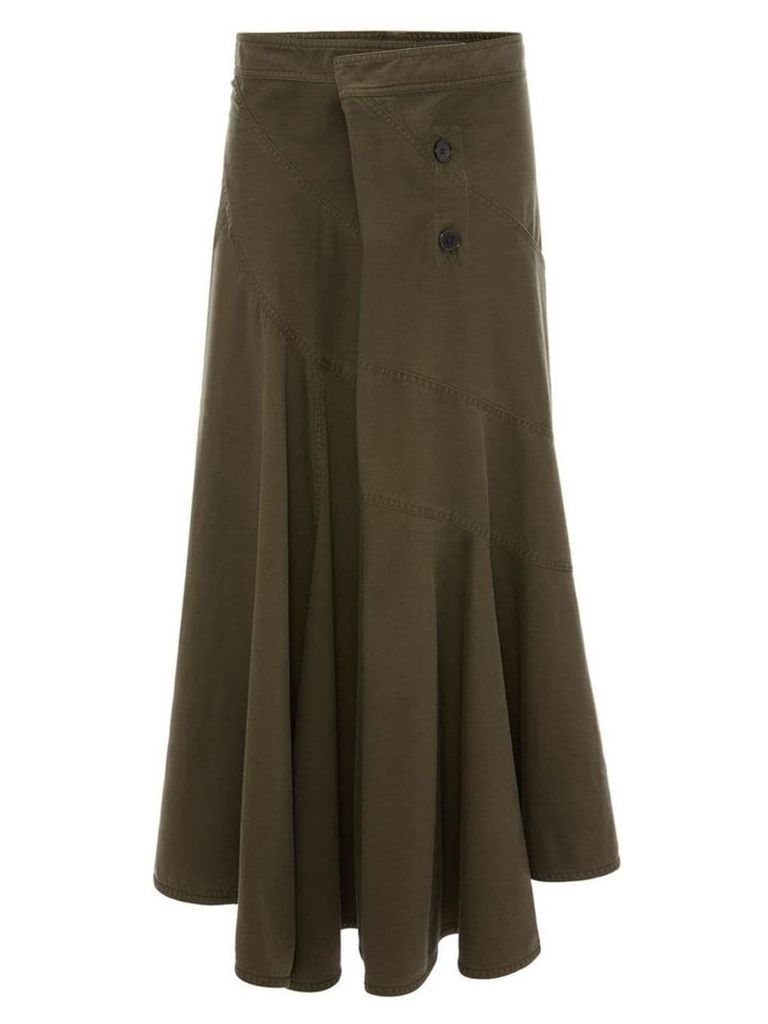 JW Anderson TWISTED WASHED SKIRT WITH FRONT DRAPE - Green
