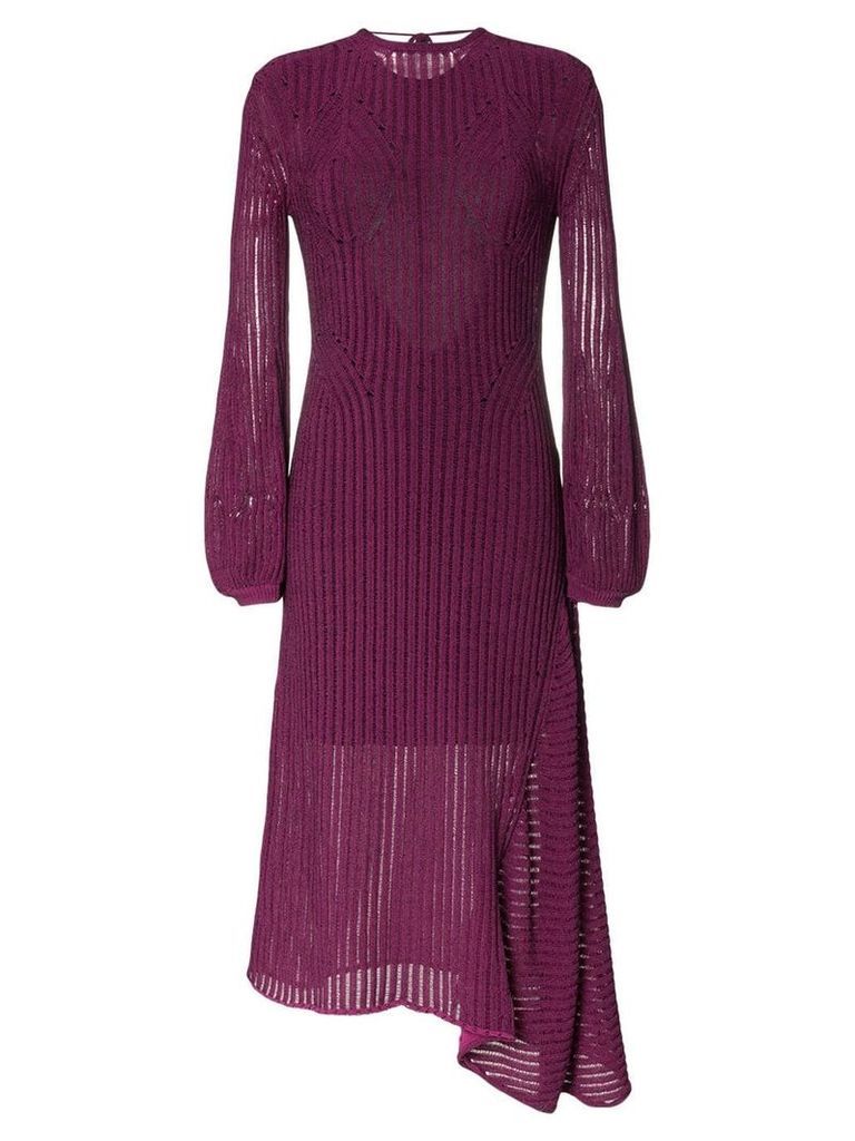 Chloé backless ribbed detail knitted silk midi dress - PURPLE