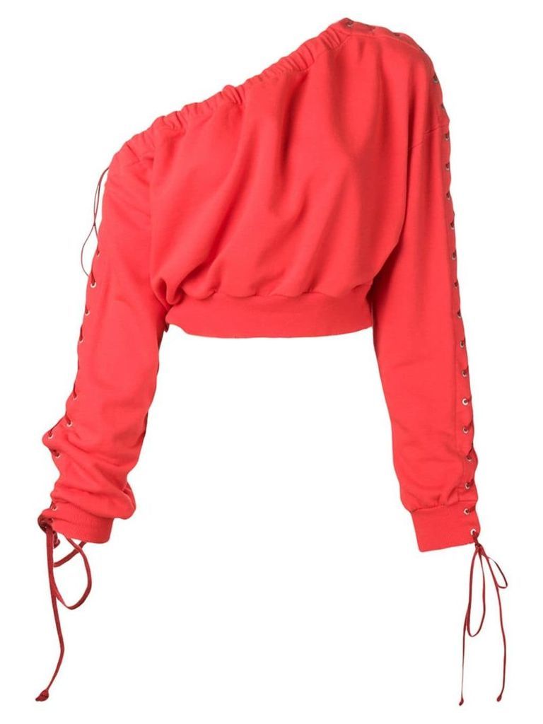 UNRAVEL PROJECT one-shoulder lace-up sweatshirt - Red
