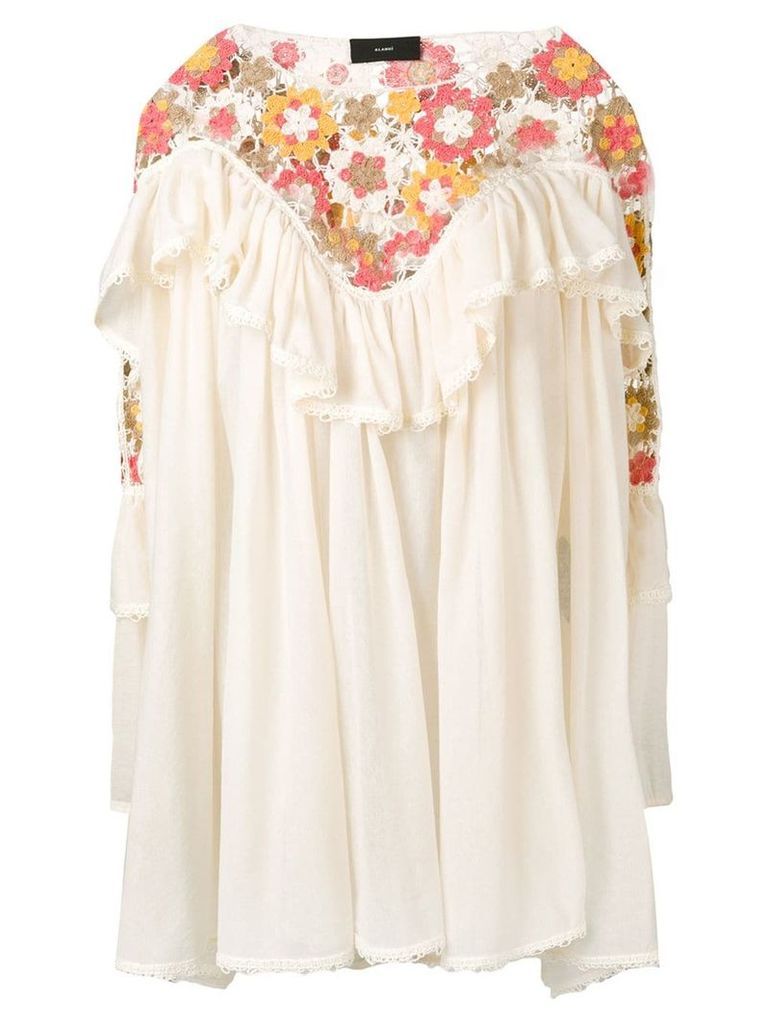 Alanui crochet tiered ruffle dress - White