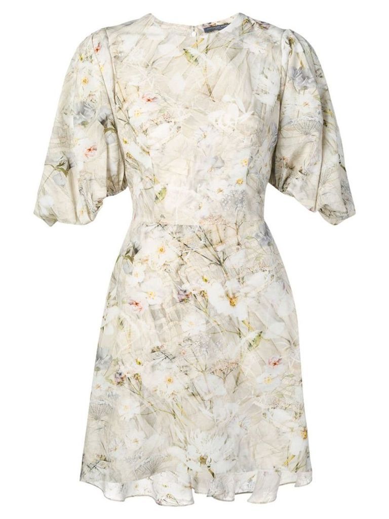 Alexander McQueen floral print mini dress - Neutrals