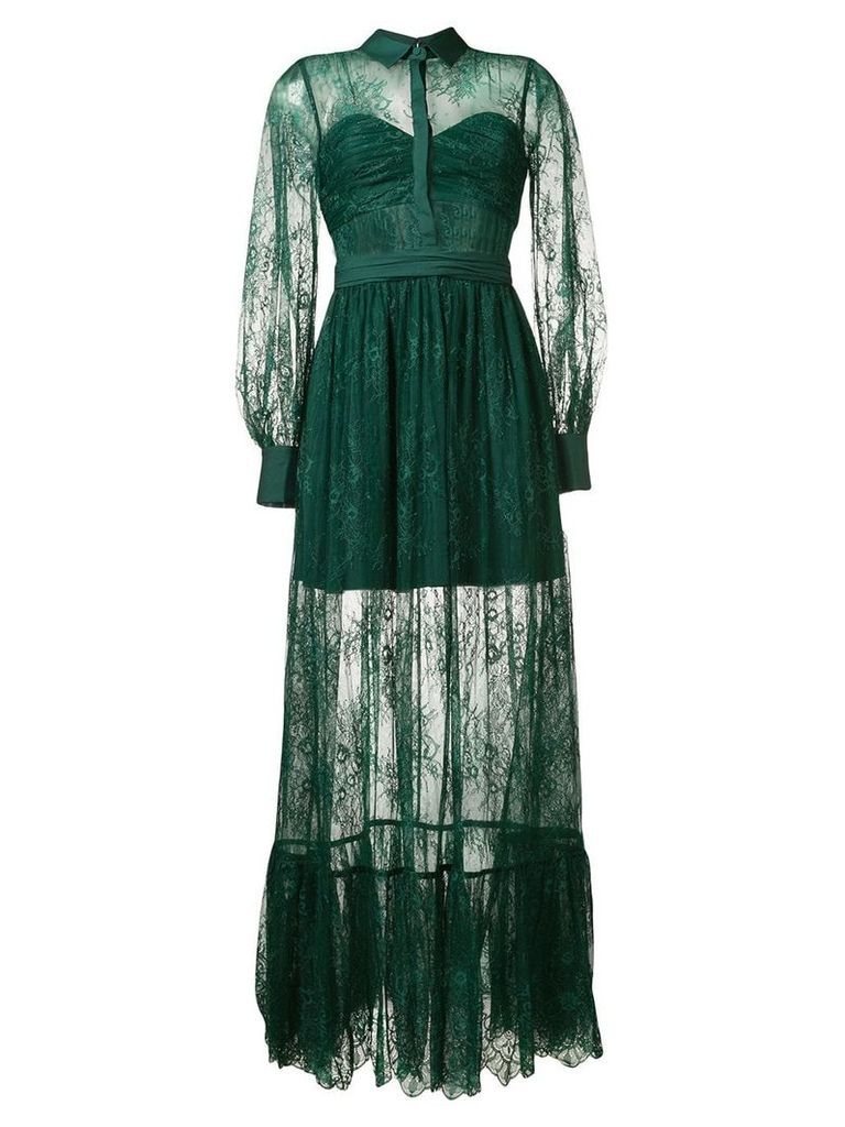 Self-Portrait long lace dress - Green