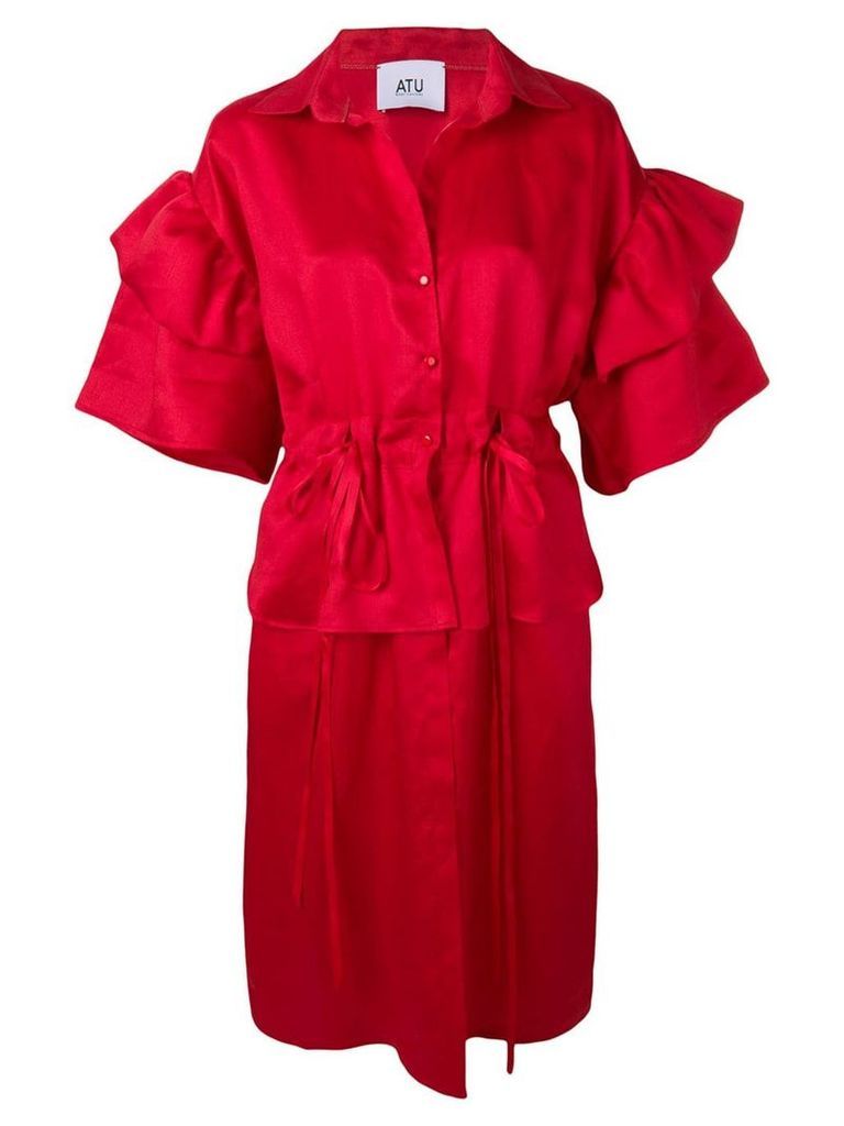 Atu Body Couture puff-sleeve midi dress - Red