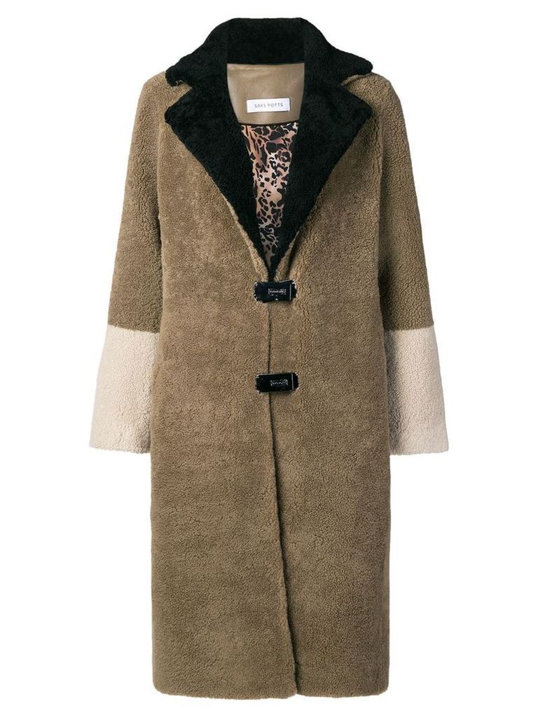 Saks Potts fur colour block coat - Brown