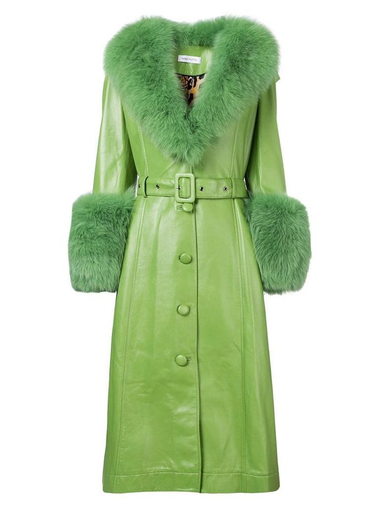 Saks Potts long belted coat - Green