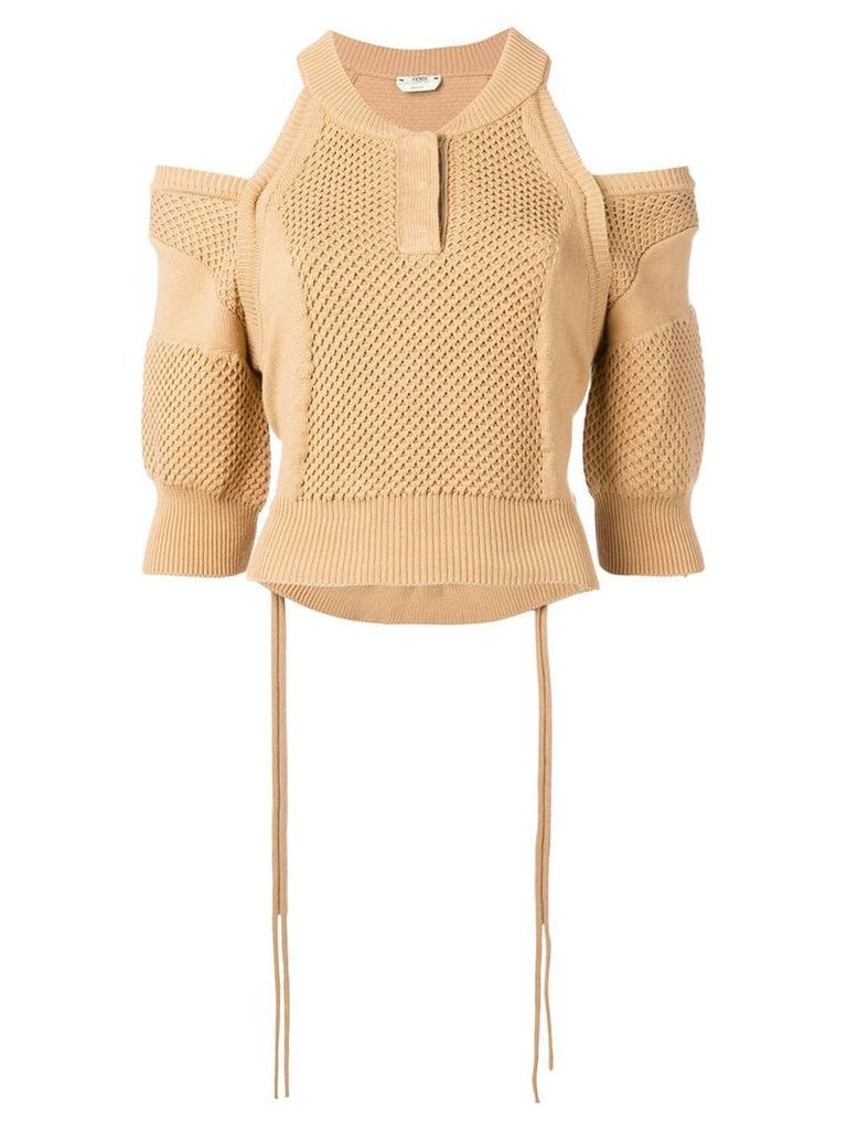 Fendi off shoulder knitted sweater - Neutrals