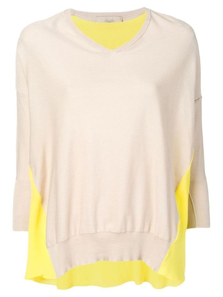 Maison Flaneur contrasted draped sweater - Neutrals