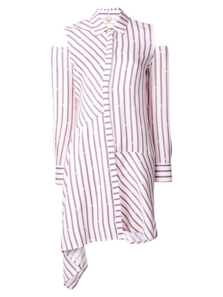 Pinko striped cold shoulder shirt dress - White
