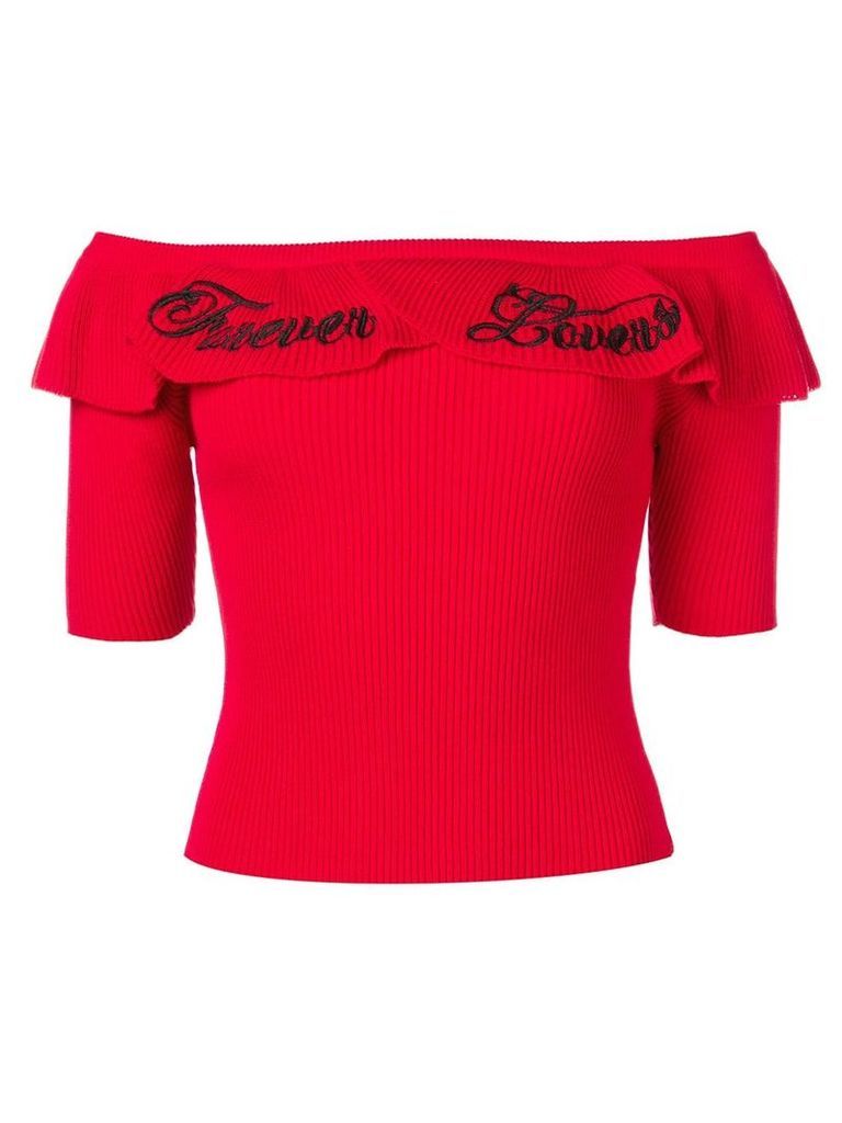 Red Valentino Forever embroidery knit top
