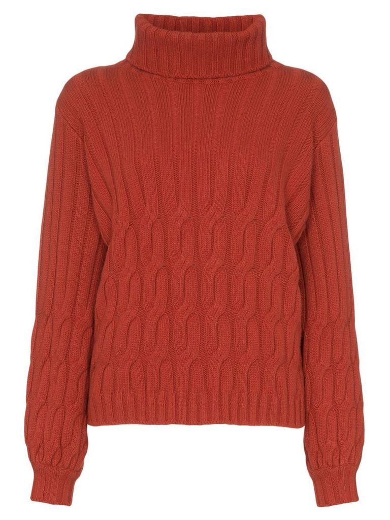 Johanna Ortiz Turtleneck wool-cashmere cable-knit sweater - Red