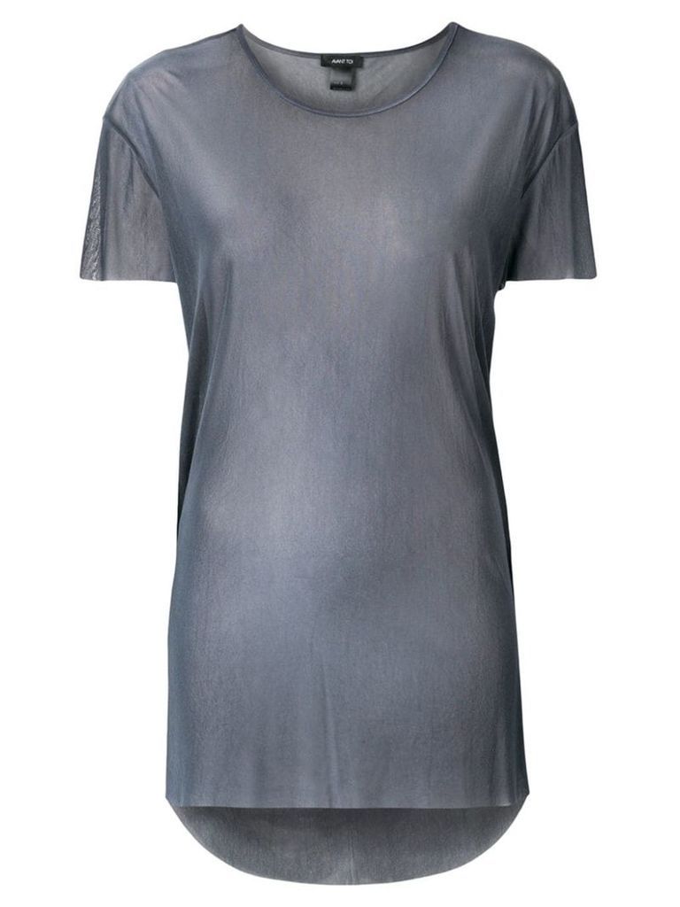 Avant Toi round-neck over tulle T-shirt - Grey