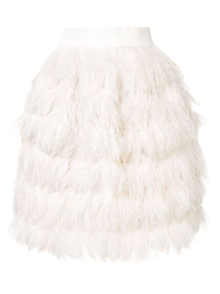 Dolce & Gabbana short feather skirt - White