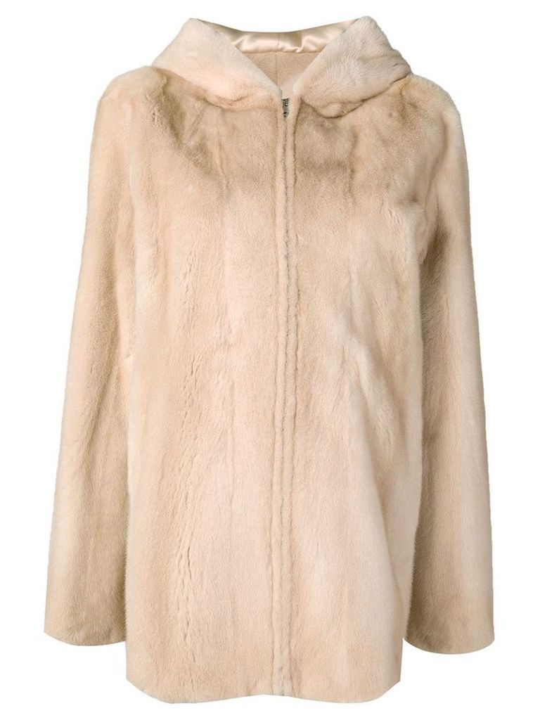 Liska oversized hooded coat - NEUTRALS