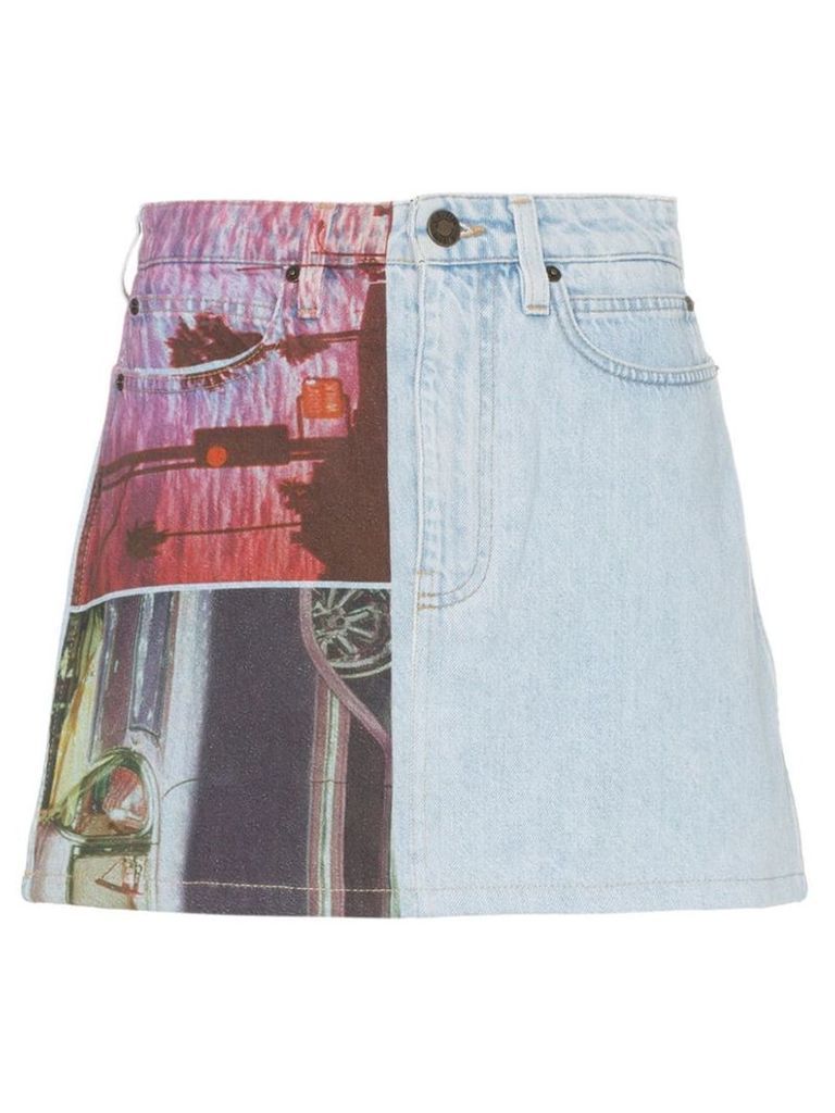Calvin Klein Jeans Est. 1978 graphic print denim mini skirt - Blue