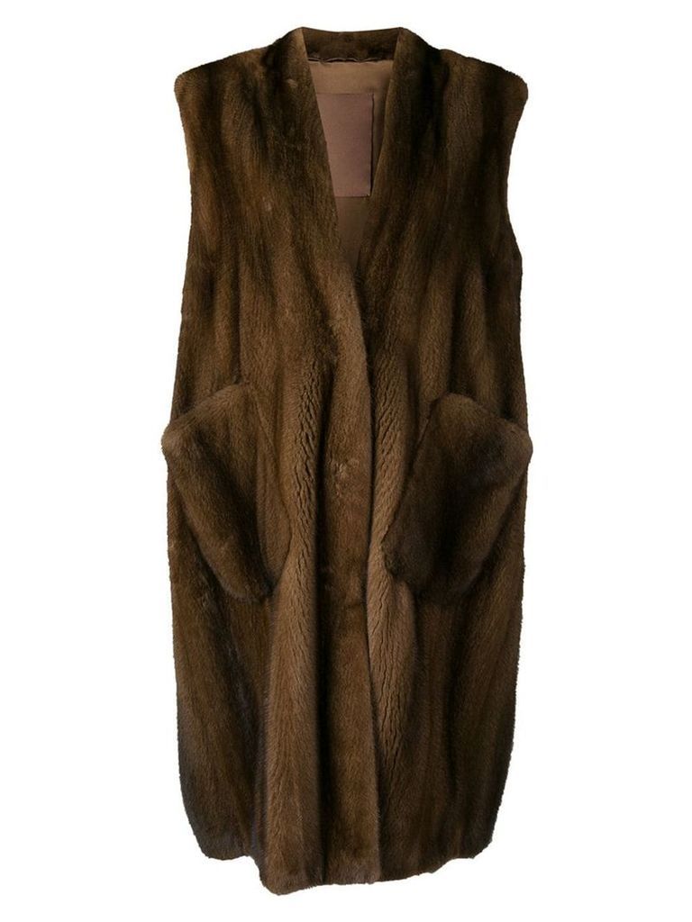Liska oversized sleeveless coat - Brown