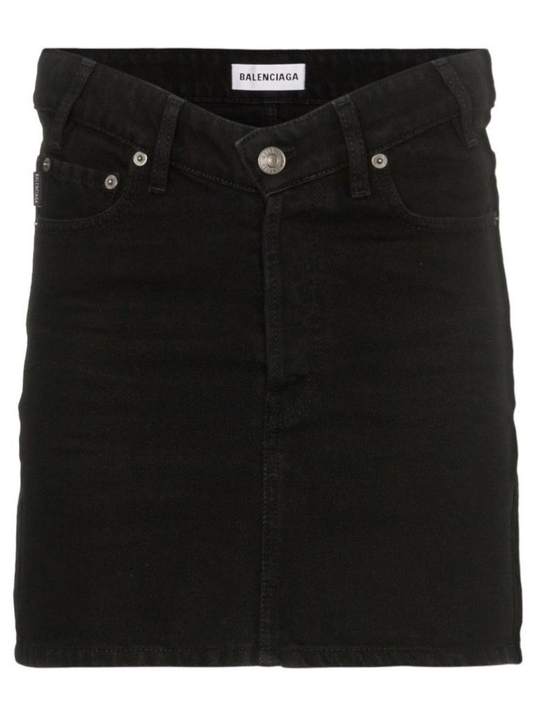 Balenciaga V-waist denim mini skirt - Black