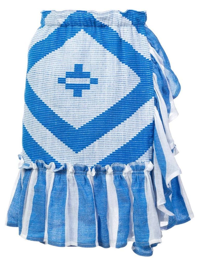 lemlem Biruhi textured wrap skirt - Blue