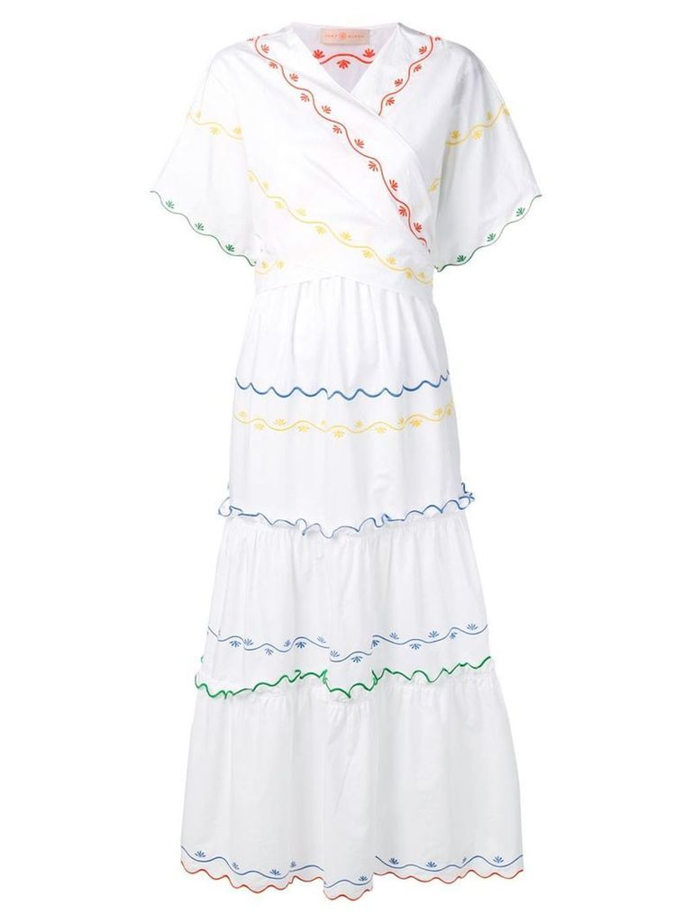Tory Burch embroidered poplin dress - White