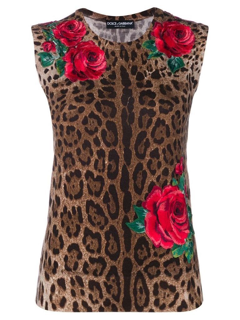 Dolce & Gabbana leopard print knit top - Brown
