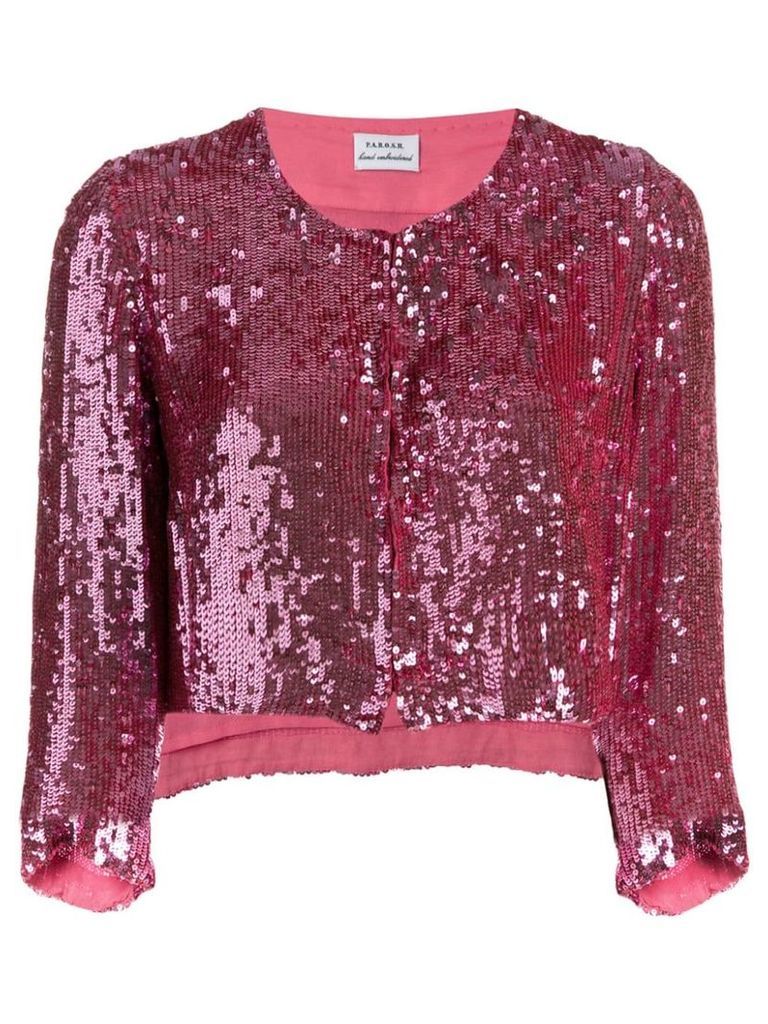 P.A.R.O.S.H. sequin cropped jacket - Pink