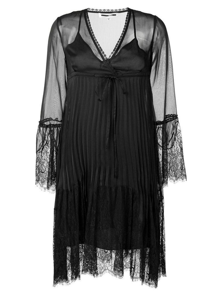 McQ Alexander McQueen embroidered lace plisse dress - Black