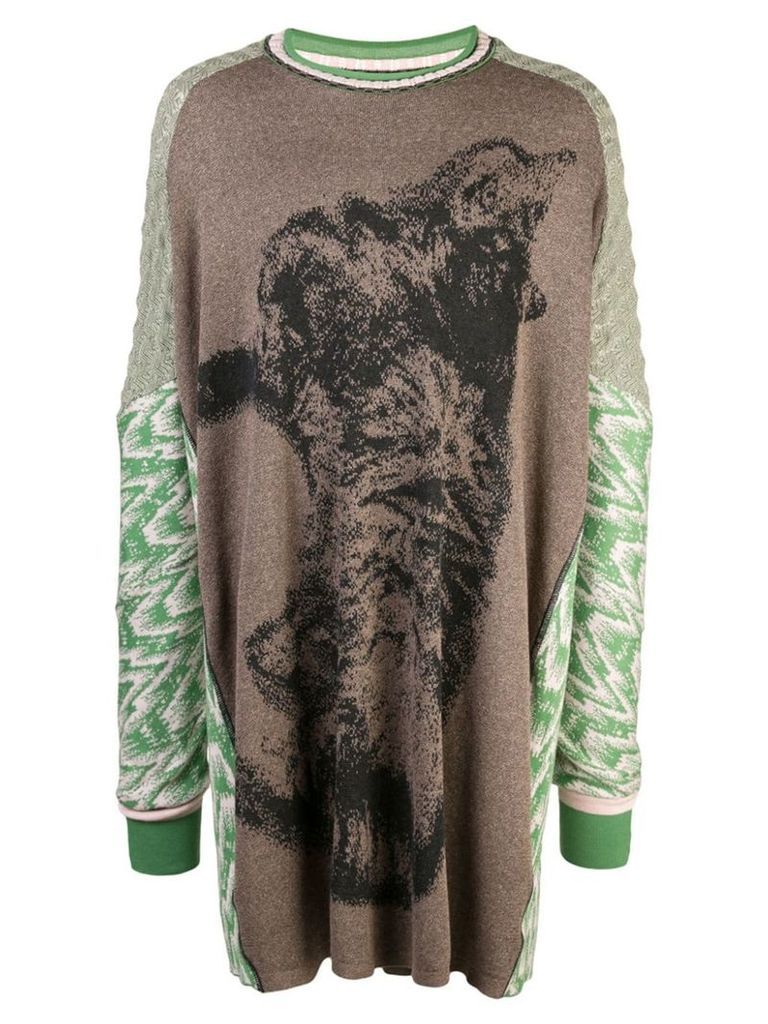 Bernhard Willhelm Cat oversized sweater - Green