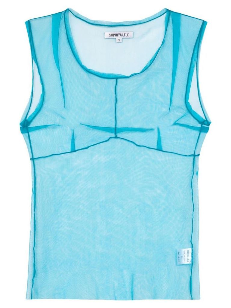 Supriya Lele Saree sheer-mesh vest top - Blue