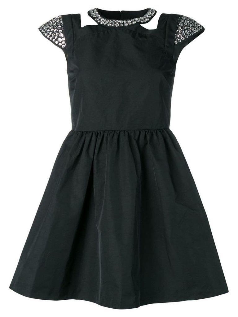 RedValentino rhinestone embellished twill dress - Black
