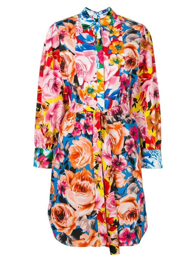 MSGM floral shirt dress - PINK