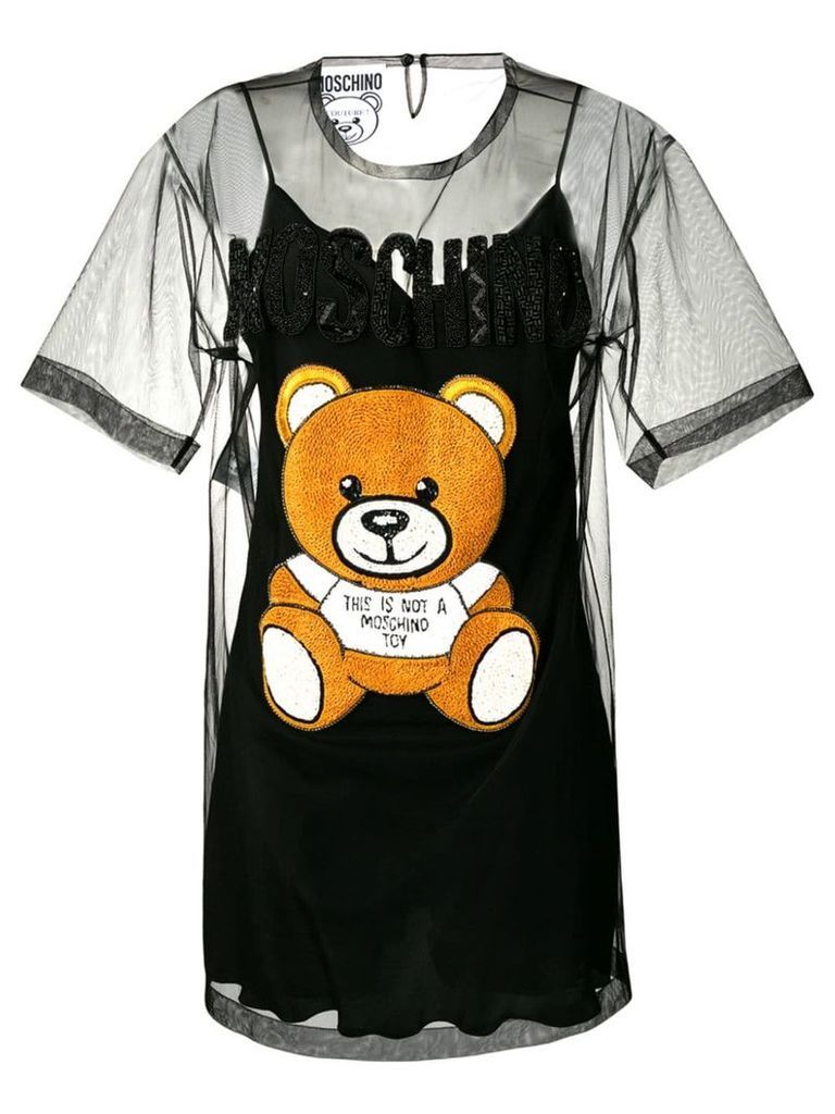 Moschino tulle Bear T-shirt dress - Black