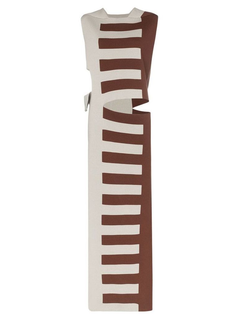Rick Owens striped cutout silk maxi dress - Grey