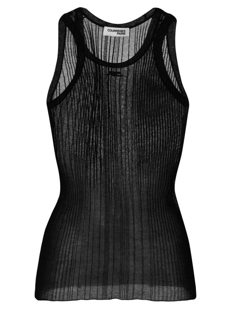 Courrèges sheer fitted tank top - Black