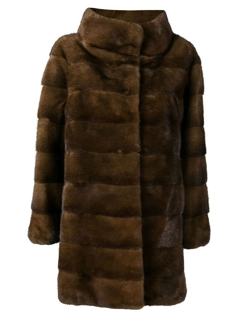 Liska oversized single-breasted coat - Brown