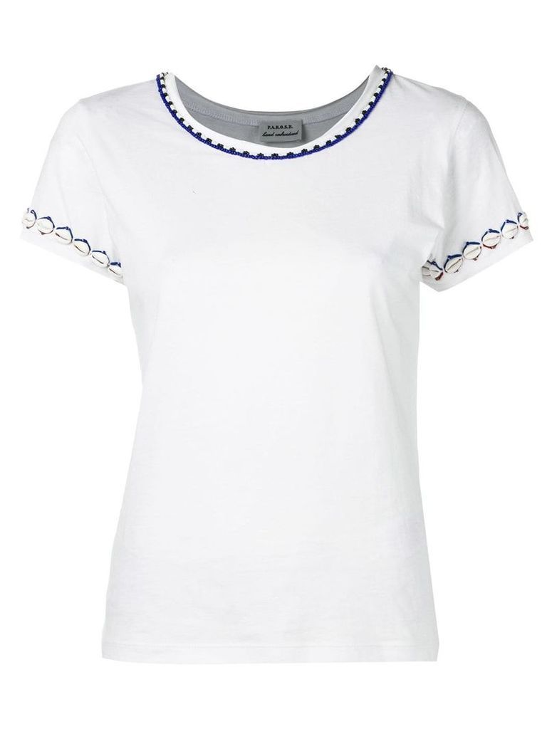 P.A.R.O.S.H. embroidered shells T-shirt - White